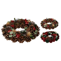 Kerst D34cm Krans Theelichthouder