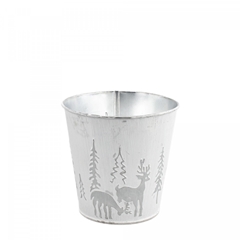 Kerst Zink X-mas Pot D12.5*12.5cm